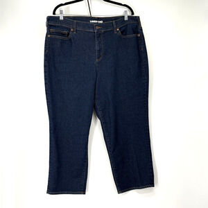 Lands End Jeans Womens 20W High Rise Straight Denim Blue Cropped